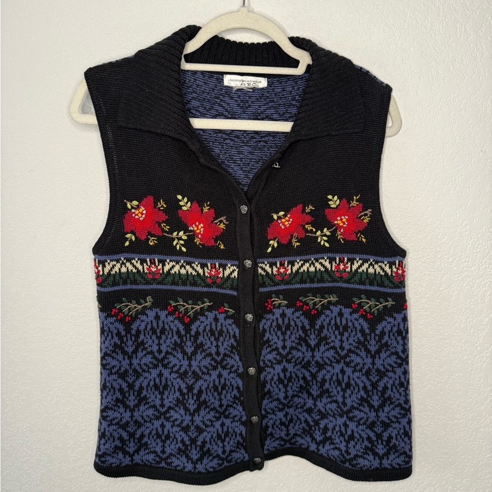 Vintage Christopher and Banks Knit Button-Up Sweater Vest